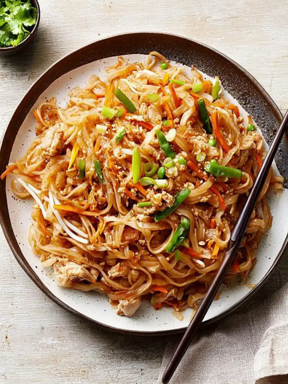 Flavor-Packed Stir-Fried Rice Noodles with Chicken & Veggies 4 stir-fried rice noodles with chicken and vegetables