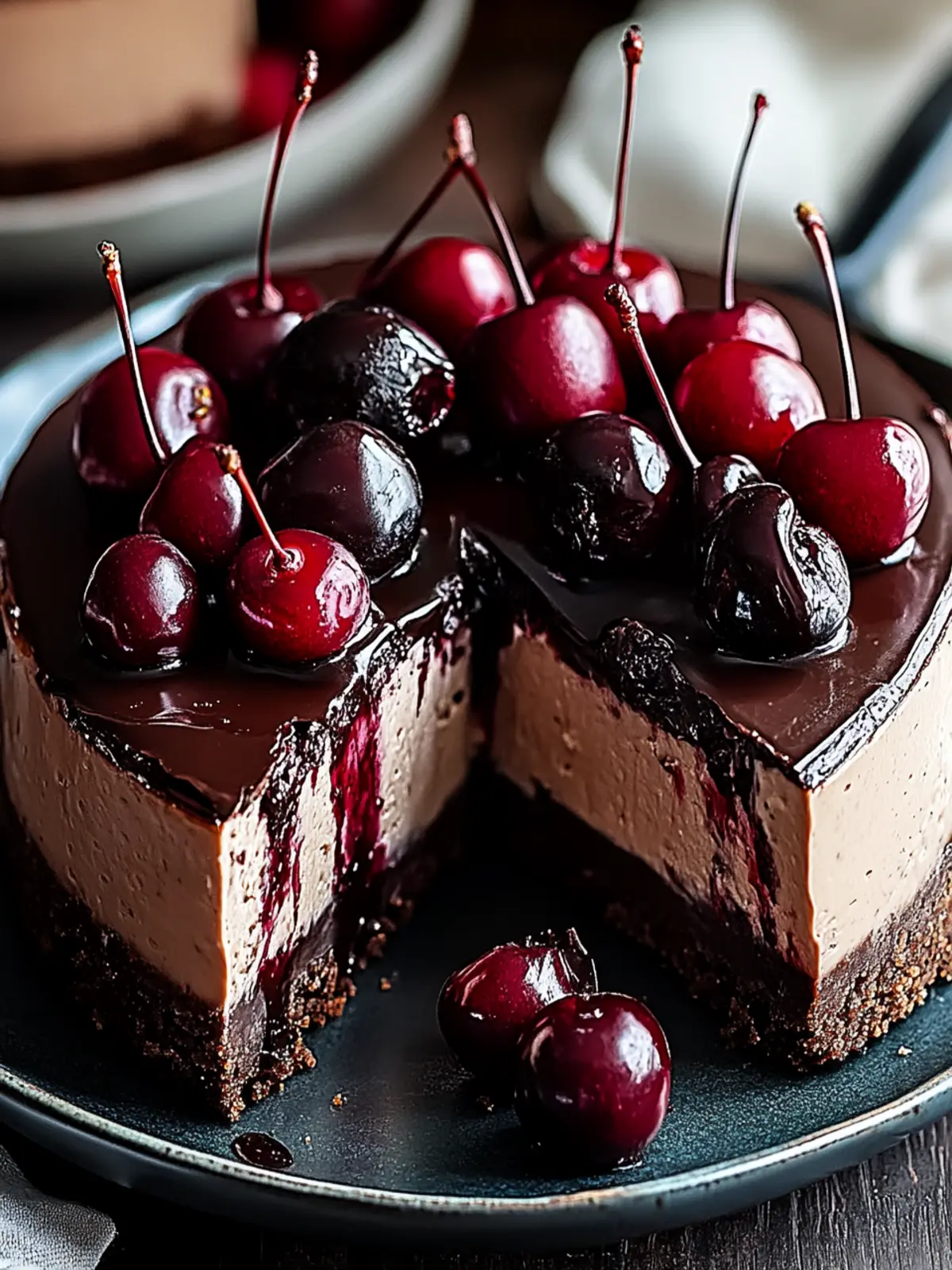 Dark Chocolate Cherry Cheesecake