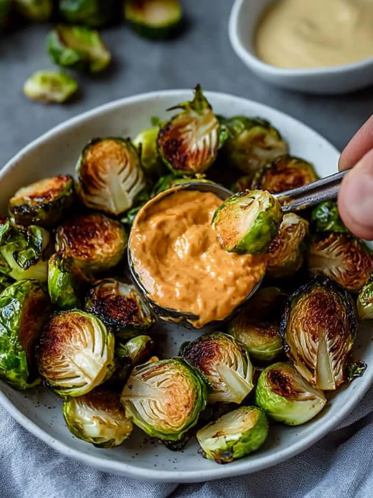 Crispy Sesame Brussels Sprouts & Sriracha Aioli