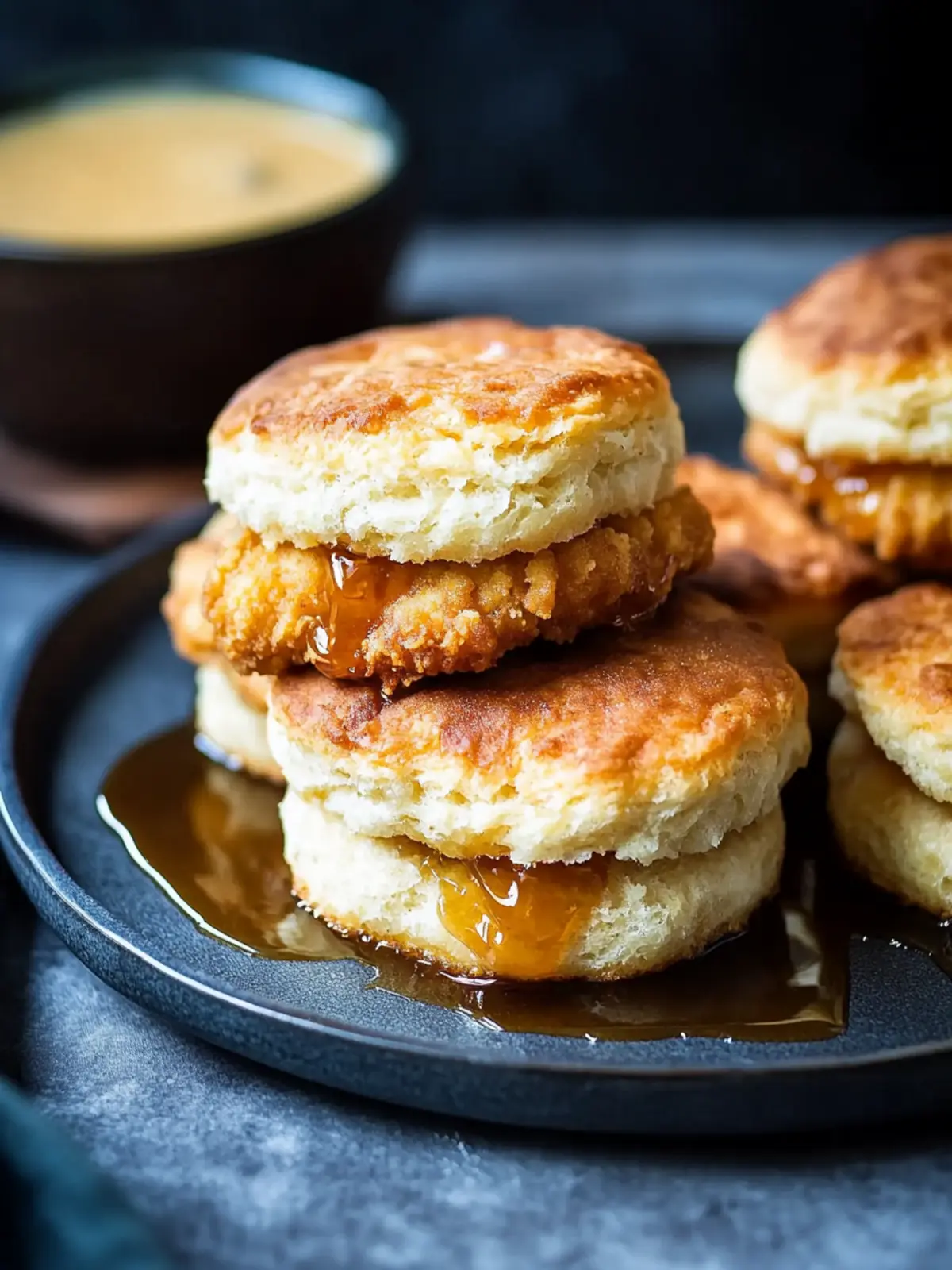Crispy Chicken Biscuit with Honey Butter Sauce to Savor 4 Crispy Chicken Biscuit with Honey Butter Sauce