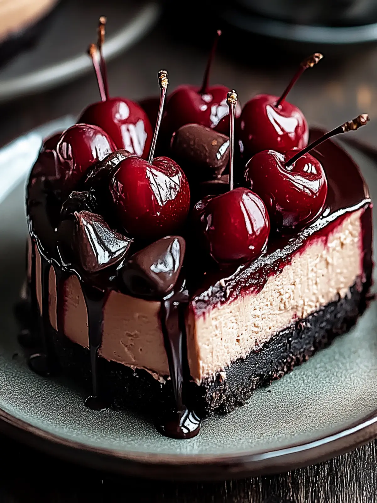 Dark Chocolate Cherry Cheesecake