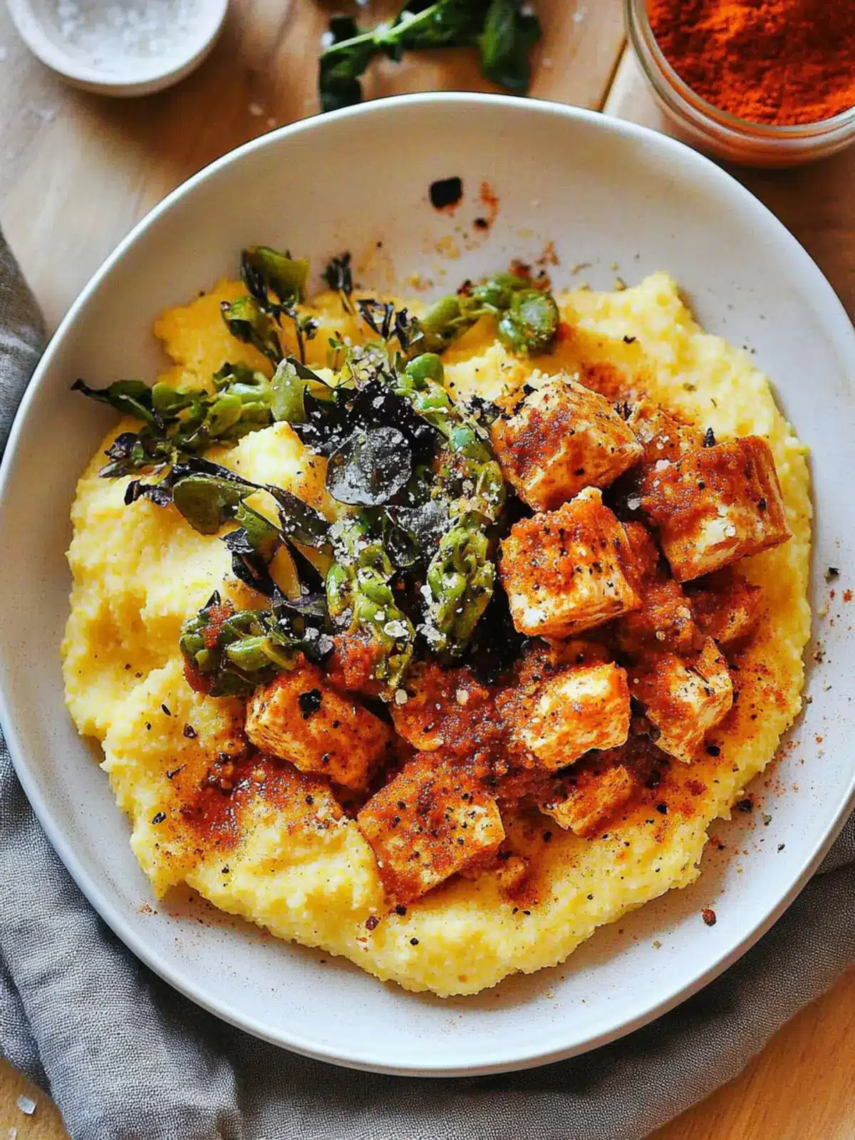 Vegan Cacio E Pepe Polenta with Spicy Tofu in 30 Minutes 3 Vegan Cacio E Pepe Polenta with Spicy Tofu