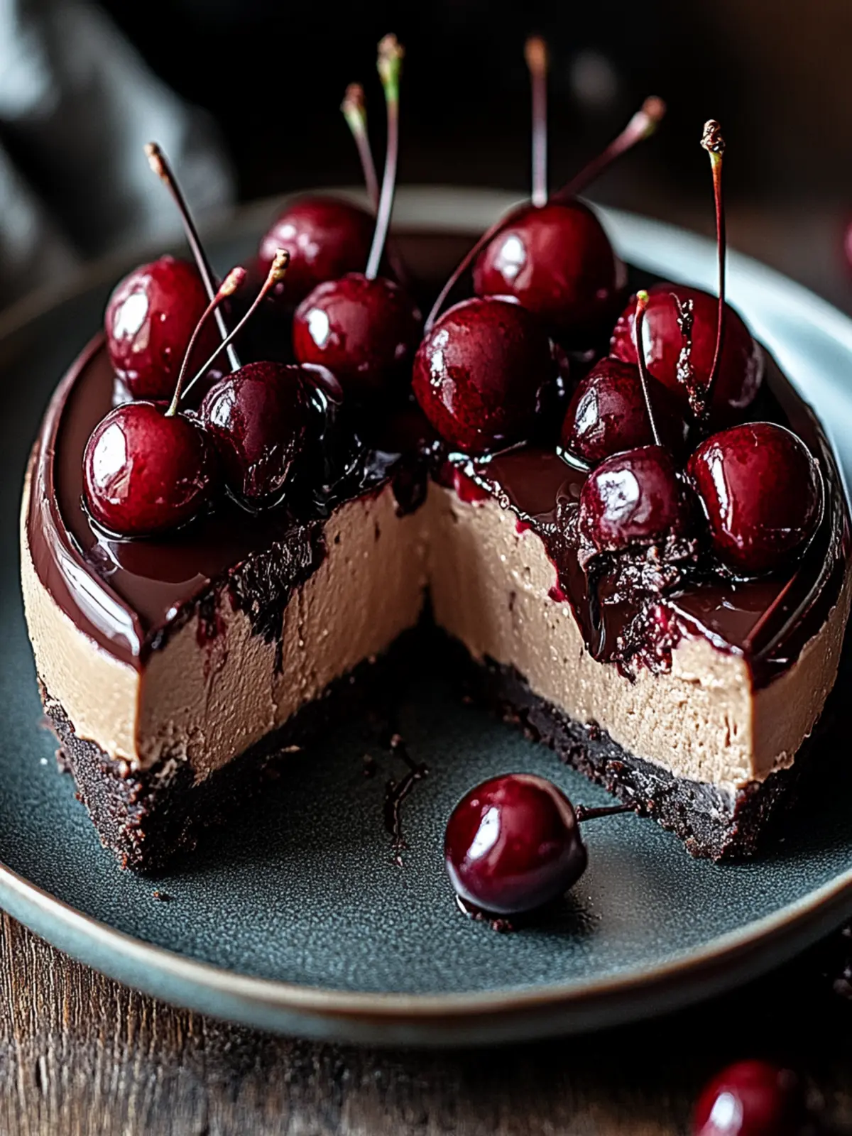 Dark Chocolate Cherry Cheesecake