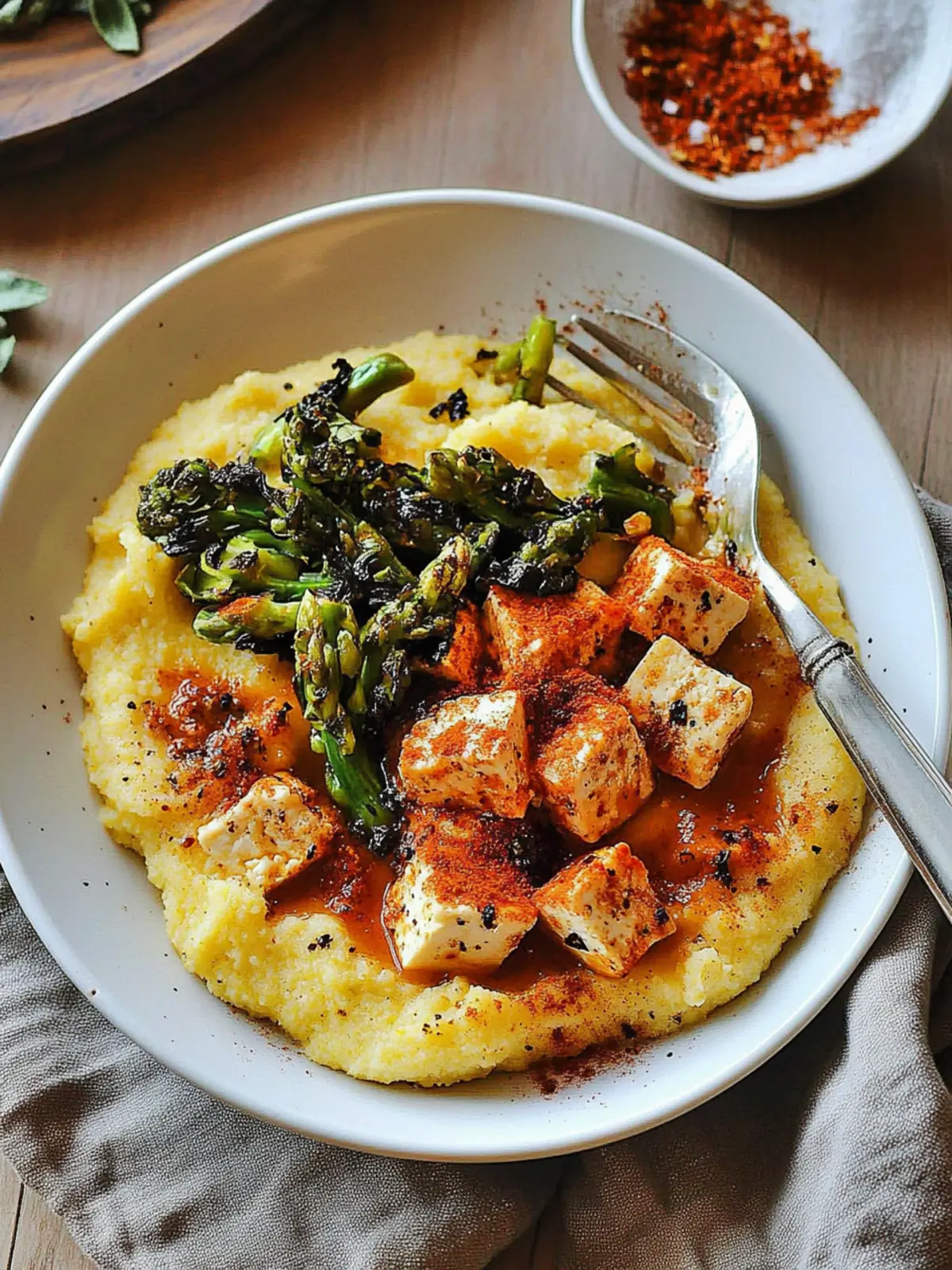 Vegan Cacio E Pepe Polenta with Spicy Tofu in 30 Minutes 4 Vegan Cacio E Pepe Polenta with Spicy Tofu