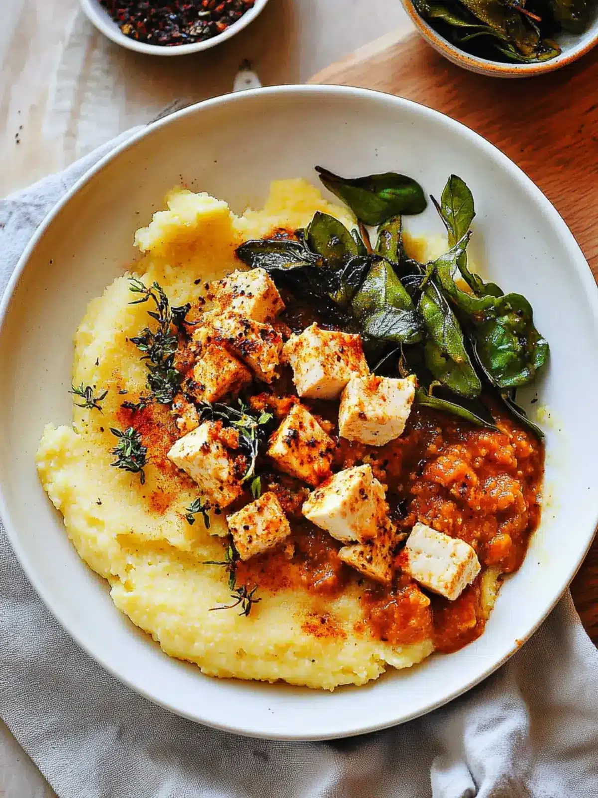 Vegan Cacio E Pepe Polenta with Spicy Tofu in 30 Minutes 2 Vegan Cacio E Pepe Polenta with Spicy Tofu