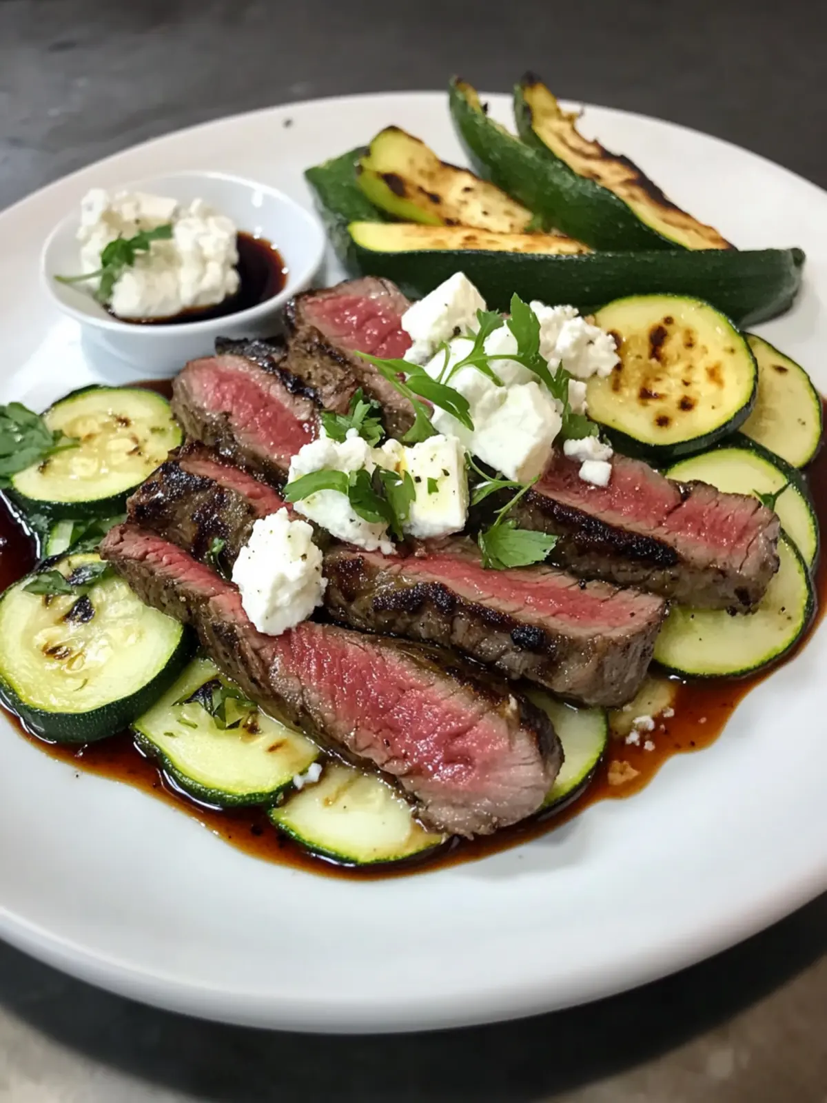 Savor Balsamic Flank Steak with Zucchini and Feta Bliss 4 Balsamic Flank Steak with Zucchini and Feta