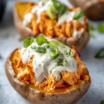 Buffalo Chicken & Ranch Stuffed Sweet Potatoes Delight 6 Stuffed Sweet Potatoes with Buffalo Chicken & Ranch