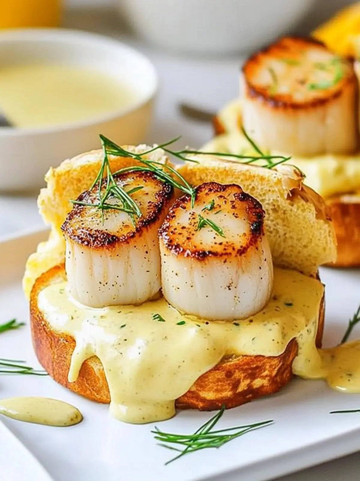 Irresistible Scallops Benedict with Brown Butter Hollandaise 4 Scallops Benedict with Brown Butter Hollandaise