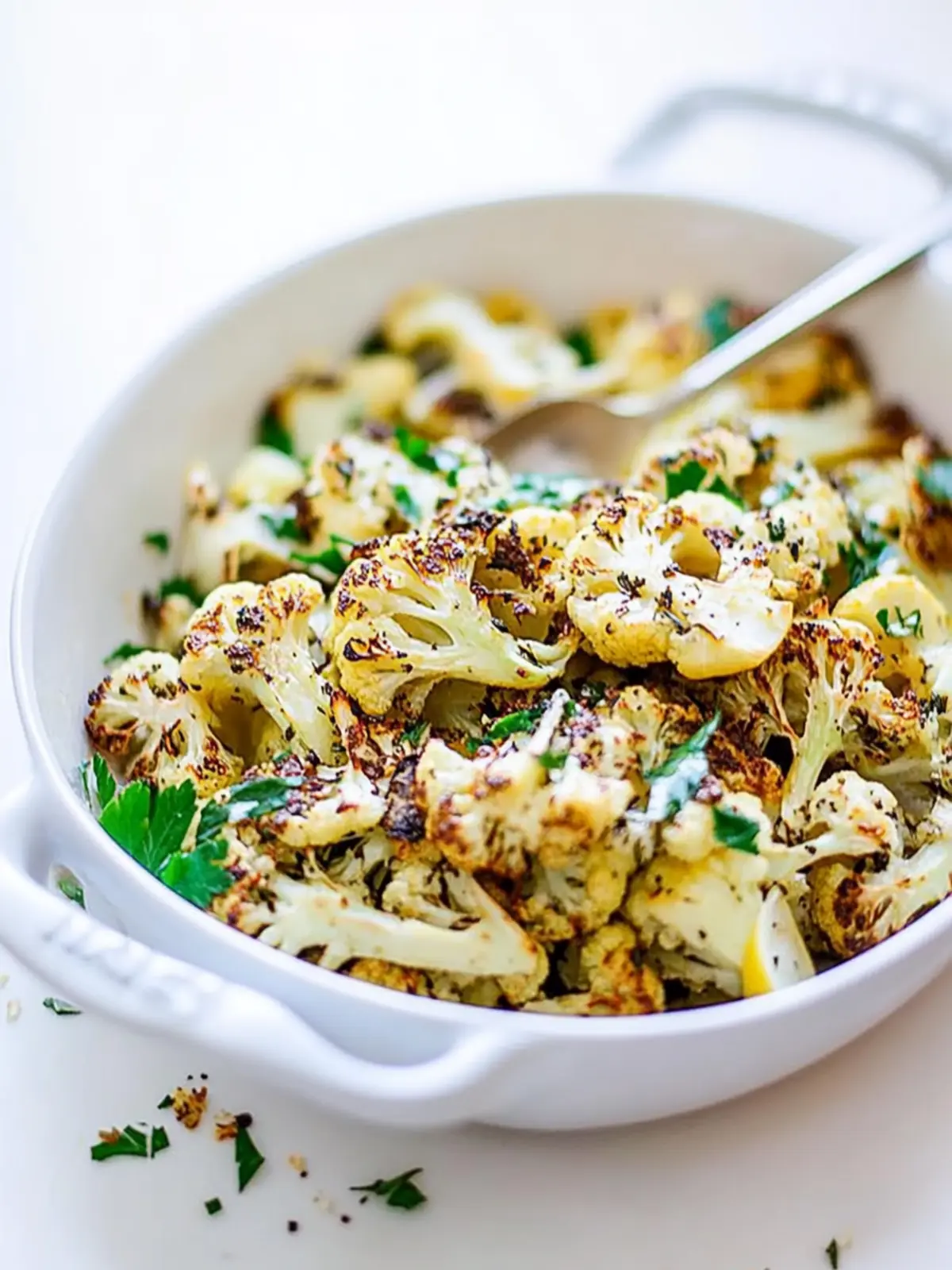 Roasted Cauliflower with Garlic, Lemon and Parsley