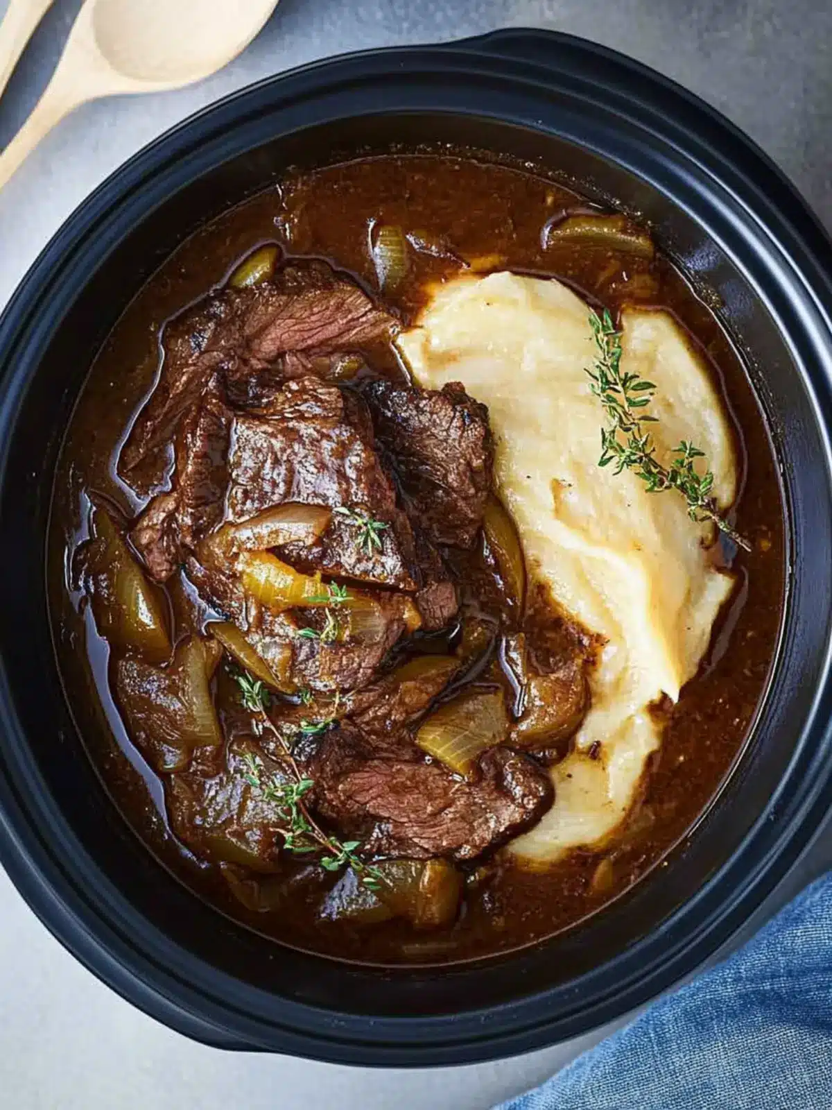 Savory Slow Cooker Braised Steak and Onions for Cozy Nights 3 Slow cooker braised steak and onions