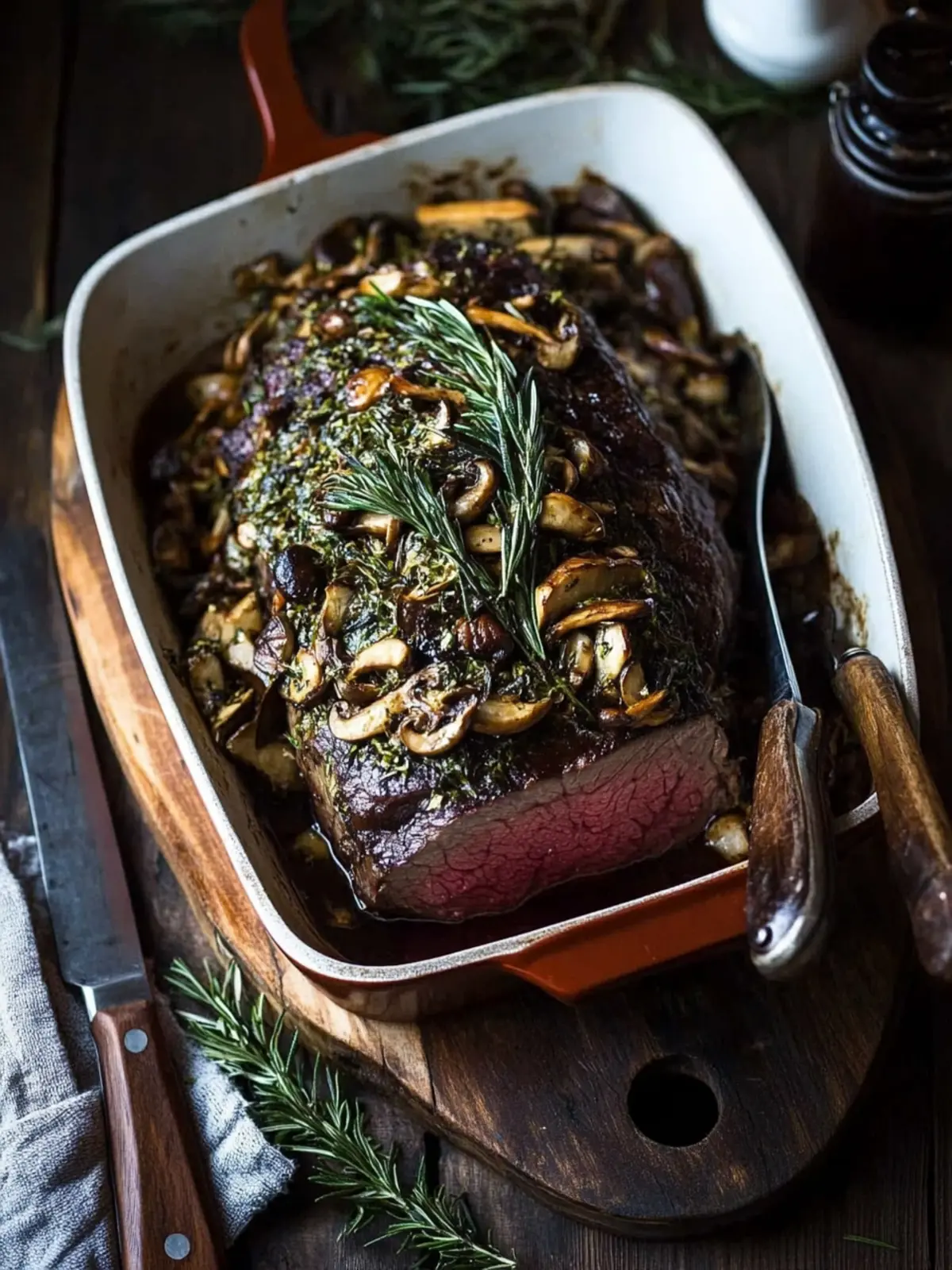 Rib Eye Beef Roast with Wild Mushrooms