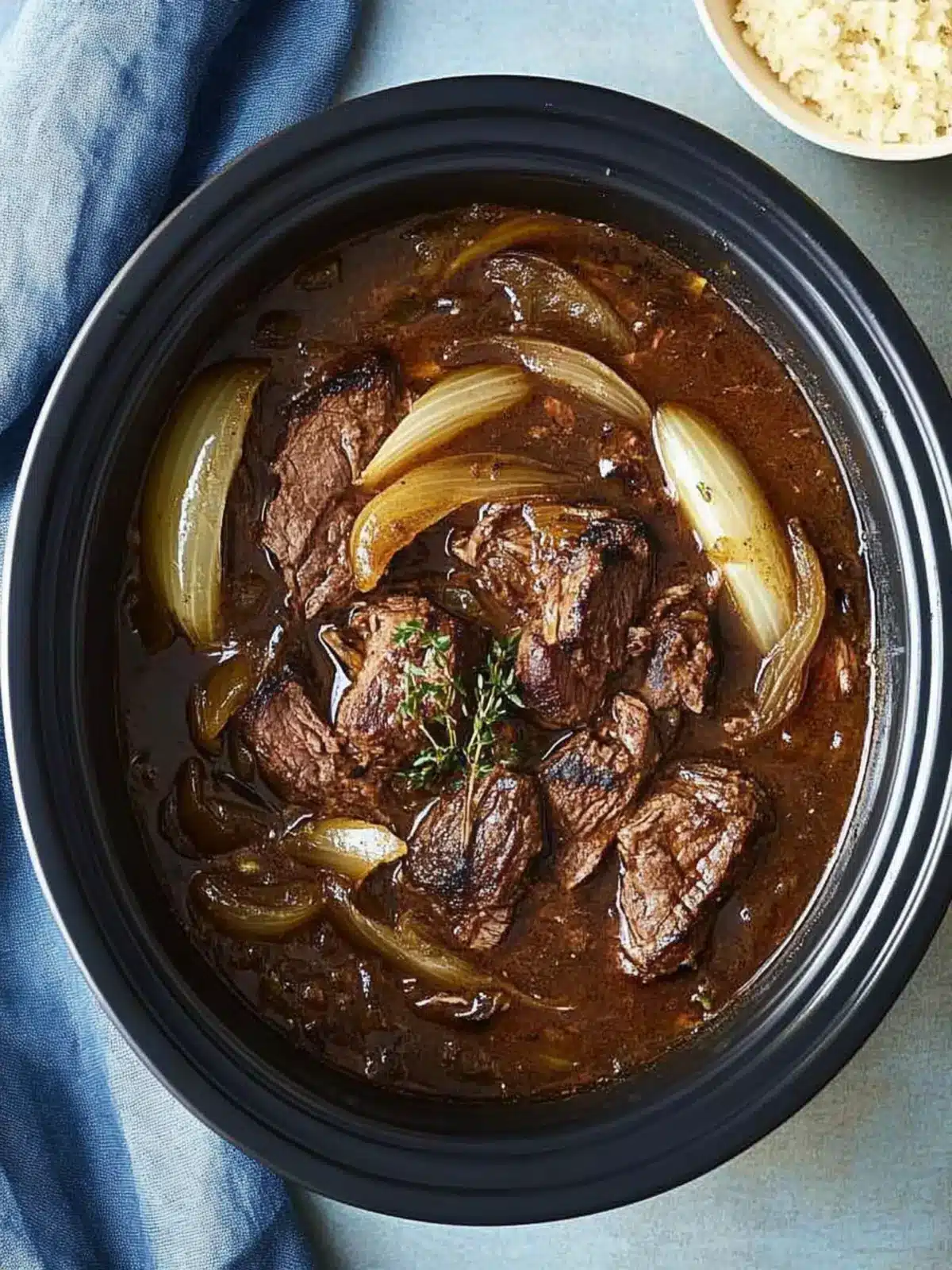 Savory Slow Cooker Braised Steak and Onions for Cozy Nights 5 Slow cooker braised steak and onions