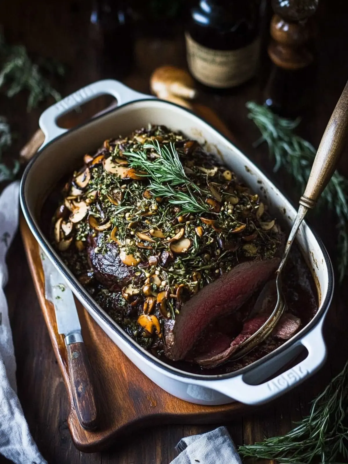 Rib Eye Beef Roast with Wild Mushrooms