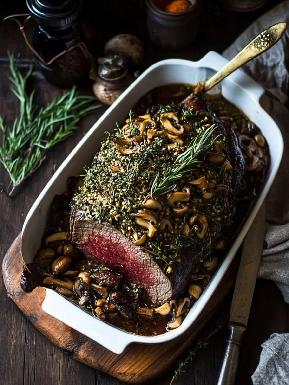 Rib Eye Beef Roast with Wild Mushrooms