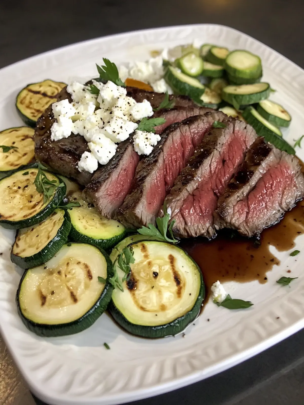 Savor Balsamic Flank Steak with Zucchini and Feta Bliss 3 Balsamic Flank Steak with Zucchini and Feta