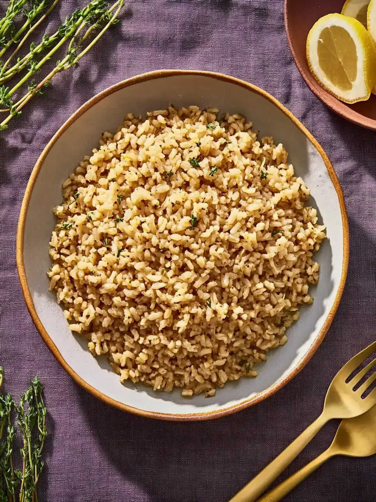 Savory Lemon Brown Rice with Garlic and Thyme Delight 3 Lemon Brown Rice with Garlic and Thyme