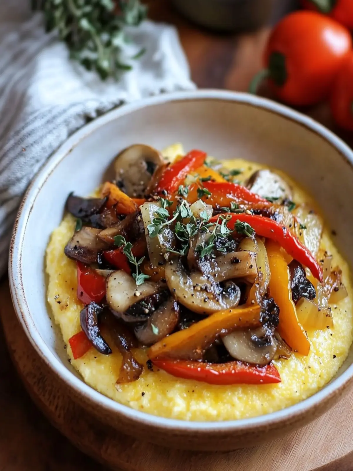 Delicious Creamy Polenta with Caramelized Onions and Peppers 5 Creamy Polenta with Caramelized Onions, Peppers, and Mushrooms
