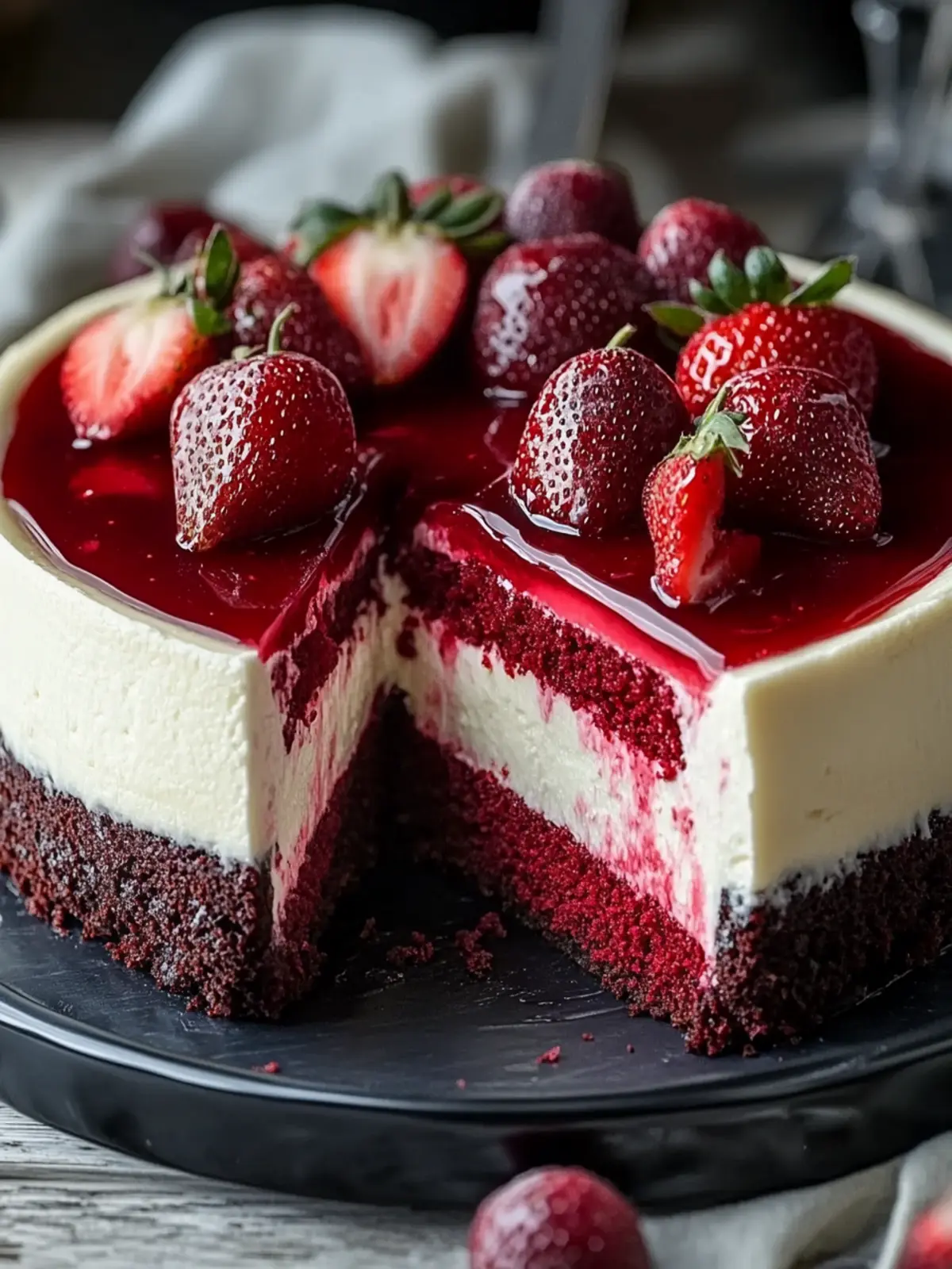 Decadent Red Velvet Strawberry Cheesecake for Sweet Celebrations 3 Red Velvet Strawberry Cheesecake