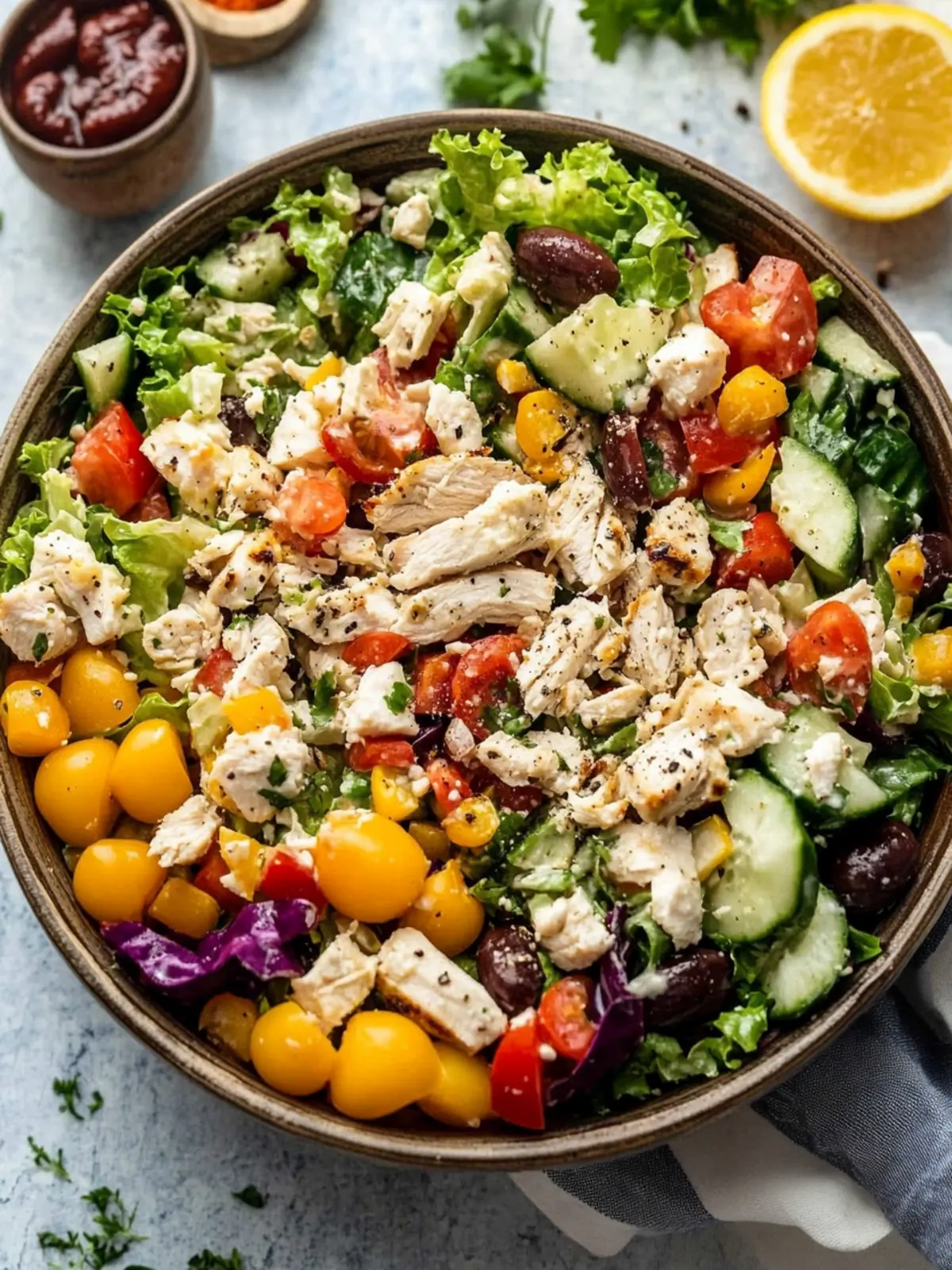 Chopped Mediterranean Salad With Chicken: Fresh & Flavorful! 4 Chopped Mediterranean Salad With Chicken