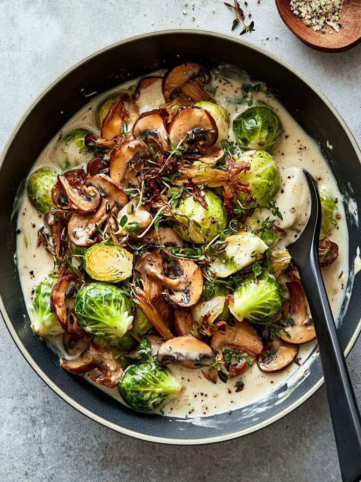 Savor Creamy Brussels Sprouts with Wild Mushrooms Tonight! 3 Creamy Brussels Sprouts with Wild Mushrooms