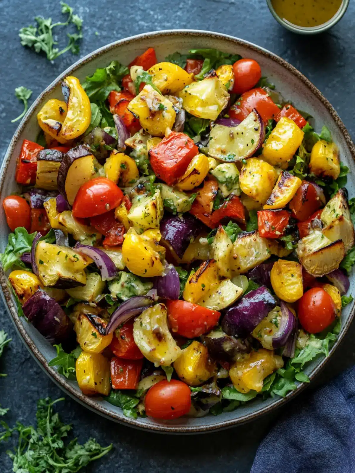Warm Roasted Veggie Salad with Maple Dijon Vinaigrette Delight 2 Warm Roasted Veggie Salad with Maple Dijon Vinaigrette