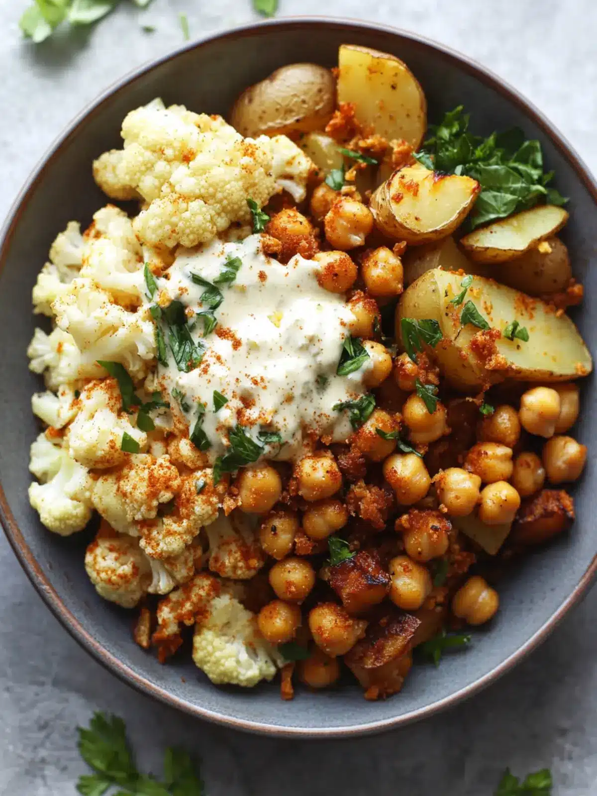 Savory Roasted Cauliflower Chickpea Potato Bowl to Love 4 Roasted Cauliflower Chickpea Potato Bowl