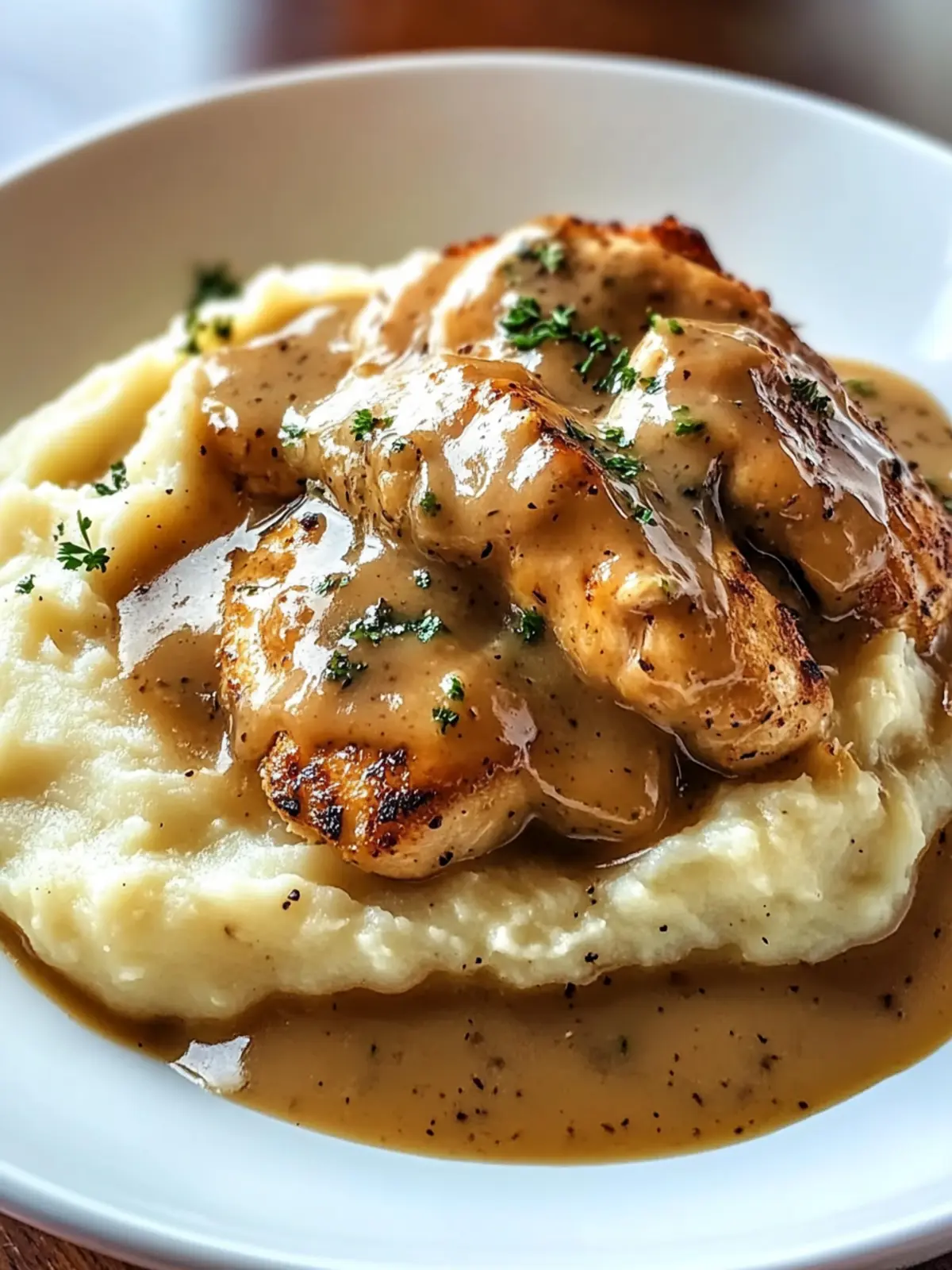 Savory Chicken and Garlic Gravy with Cheesy Mashed Potatoes Bliss 3 Chicken and Garlic Gravy with Cheesy Mashed Potatoes
