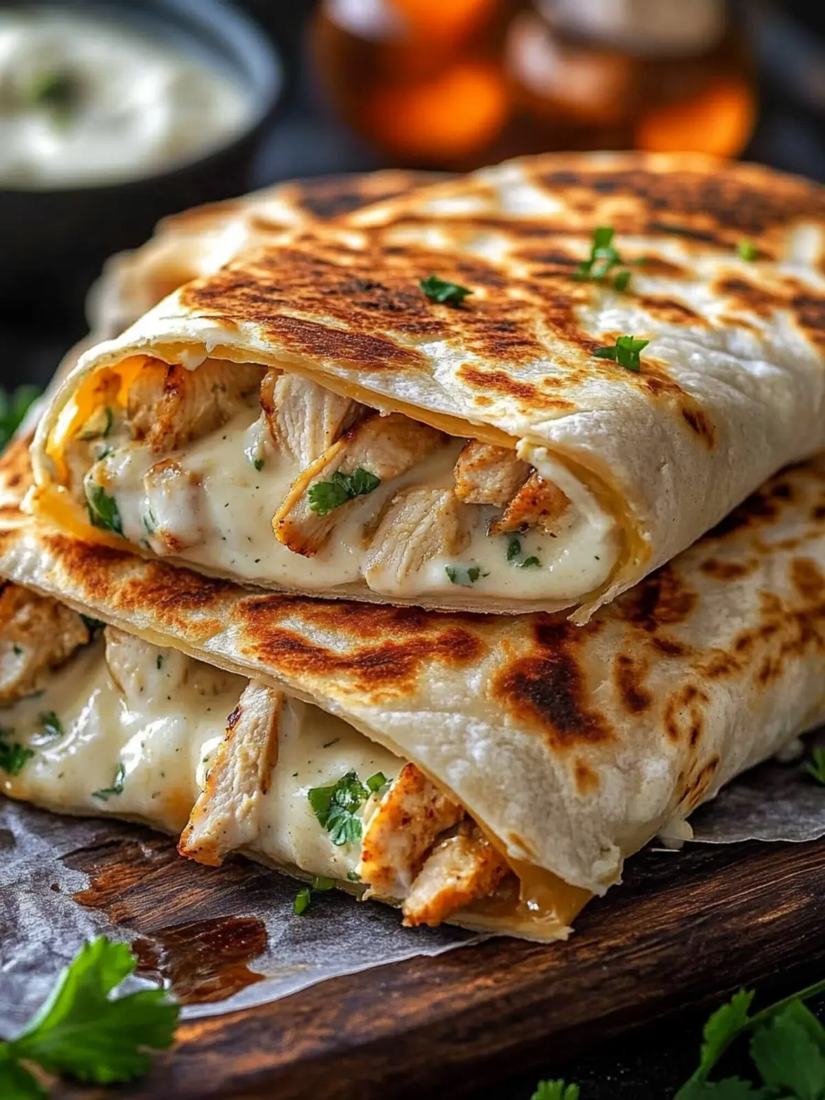 Cheesy Garlic Chicken Wraps: Quick Comfort Food Delight 3 Cheesy Garlic Chicken Wraps