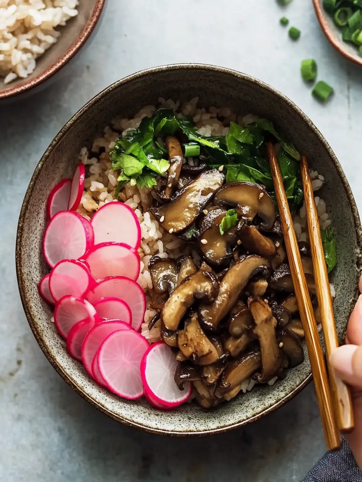 Miso Mushroom Rice Bowl with Pickled Radishes for a Flavor Boost 5 Miso Mushroom Rice Bowl with Pickled Radishes