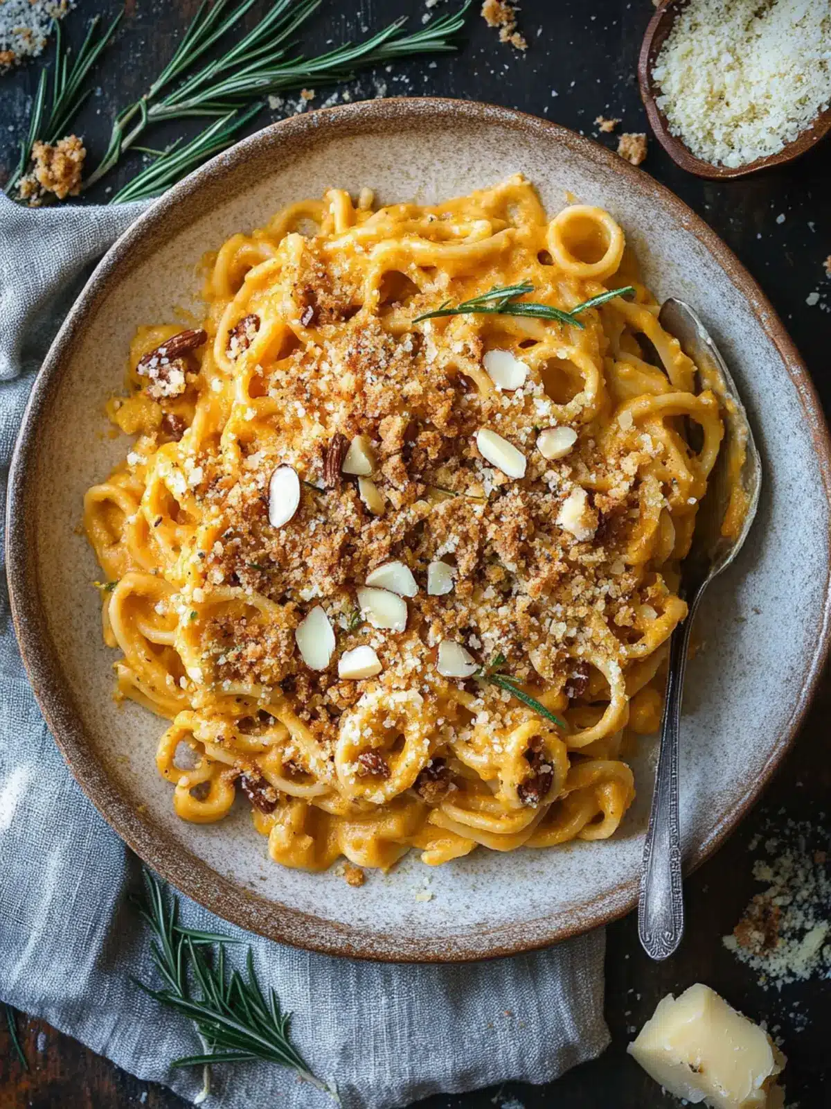 Creamy Pumpkin Pasta with Rosemary Almond Breadcrumbs Magic 4 Creamy Pumpkin Pasta with Rosemary Almond Breadcrumbs