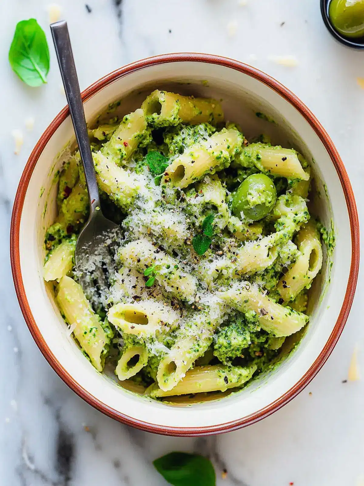 Broccoli Pesto Pasta with Green Olives for Vibrant Flavor! 5 Broccoli Pesto Pasta with Green Olives