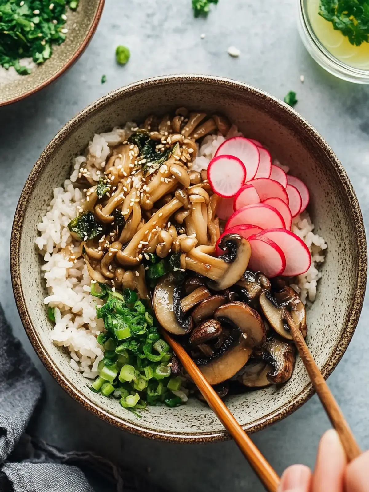 Miso Mushroom Rice Bowl with Pickled Radishes for a Flavor Boost 4 Miso Mushroom Rice Bowl with Pickled Radishes