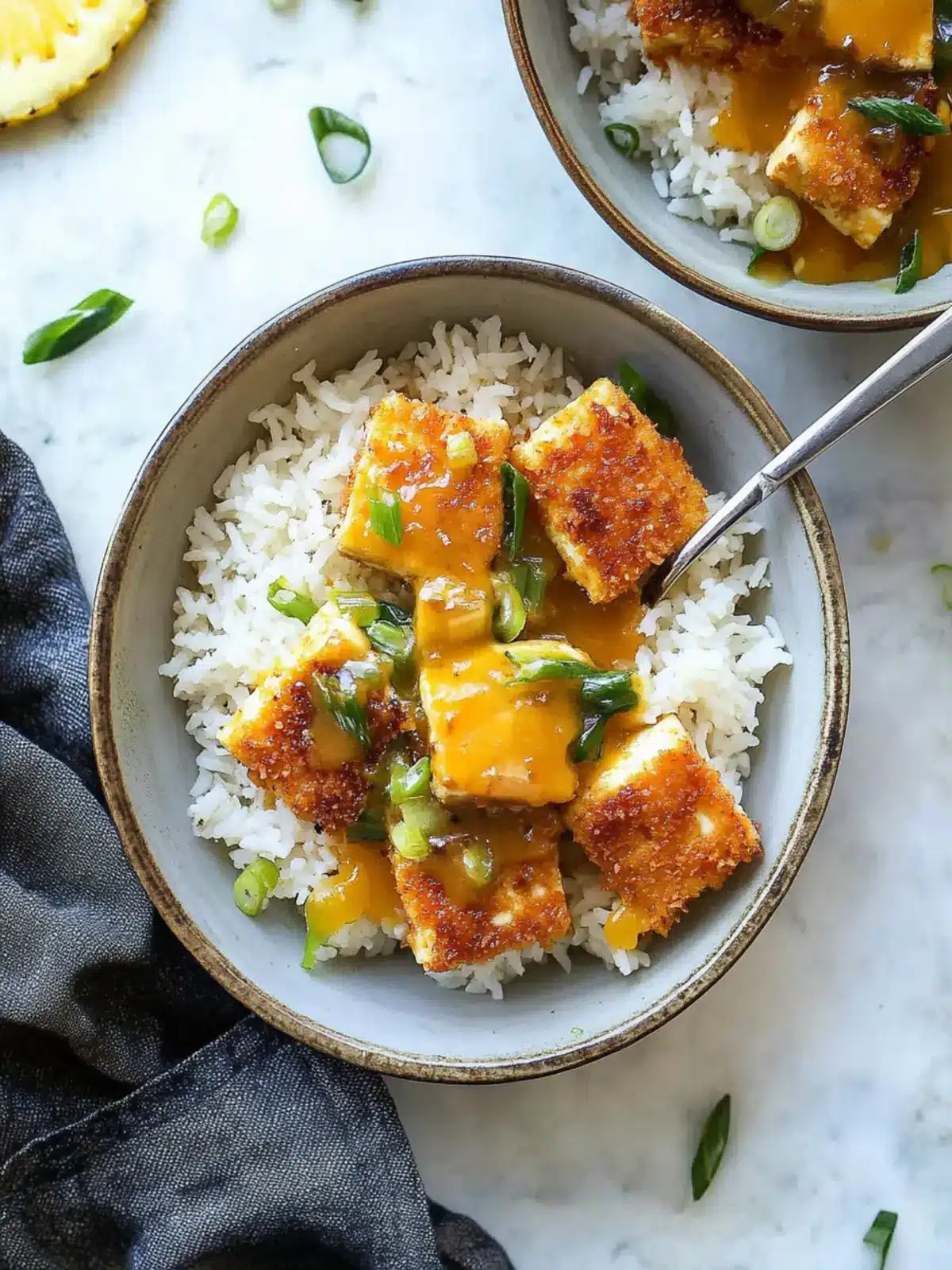 Coconut Crusted Tofu with Habanero Pineapple Magic 4 Coconut Crusted Tofu with Habanero Pineapple Sauce and Ginger Coconut Rice
