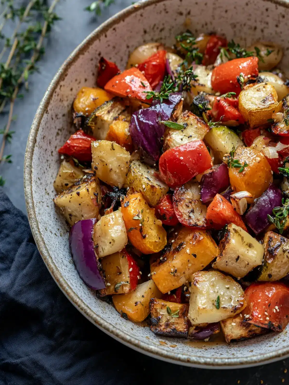 Warm Roasted Veggie Salad with Maple Dijon Vinaigrette Delight 3 Warm Roasted Veggie Salad with Maple Dijon Vinaigrette