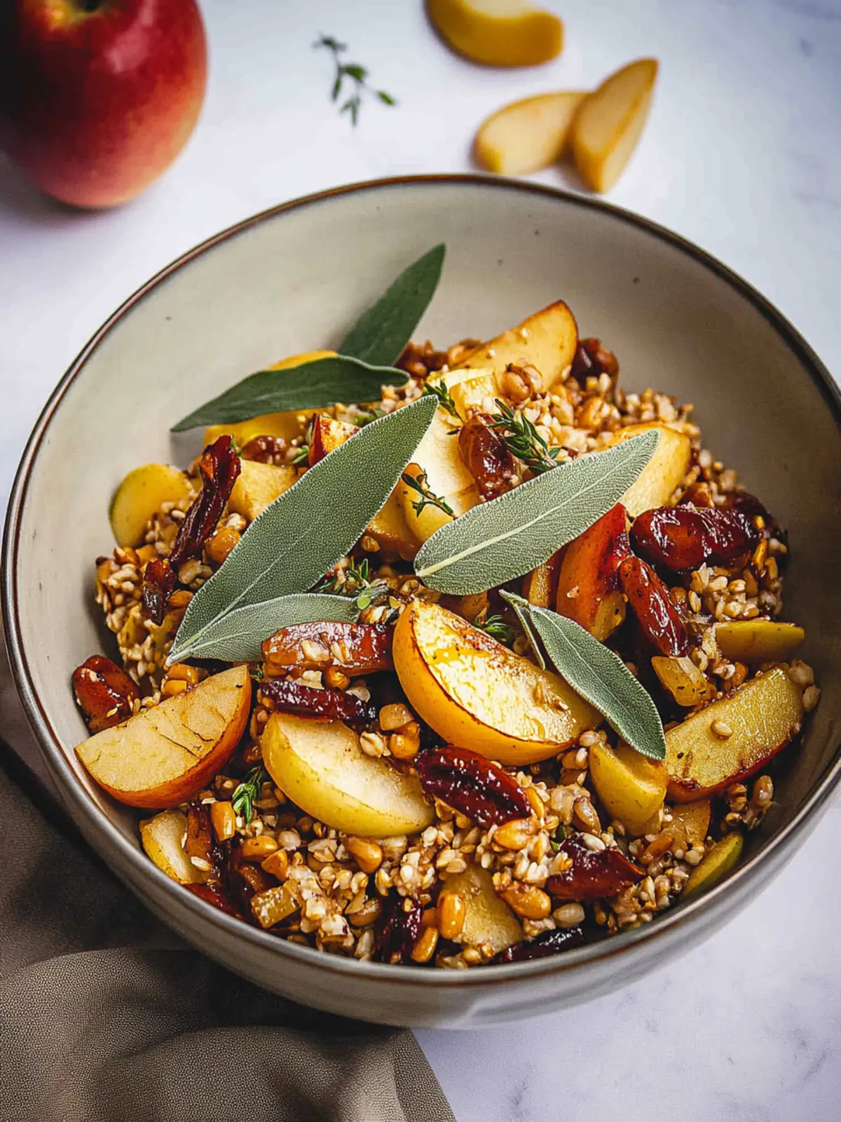 Warm Roasted Apple Spelt Salad with Toasted Sunflower & Sage Bliss 2 Warm Roasted Apple Spelt Salad with Toasted Sunflower and Sage