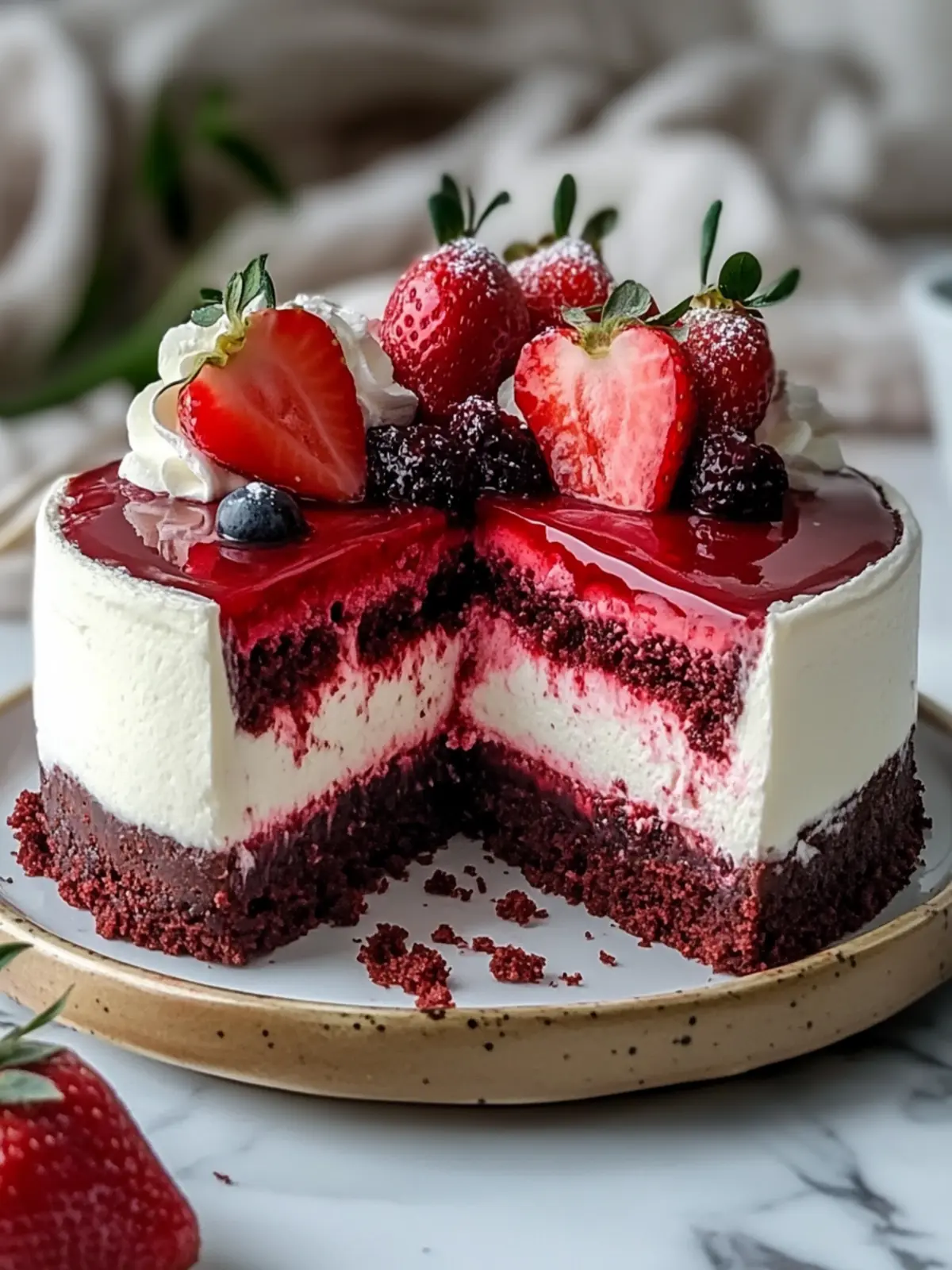 Decadent Red Velvet Strawberry Cheesecake for Sweet Celebrations 4 Red Velvet Strawberry Cheesecake