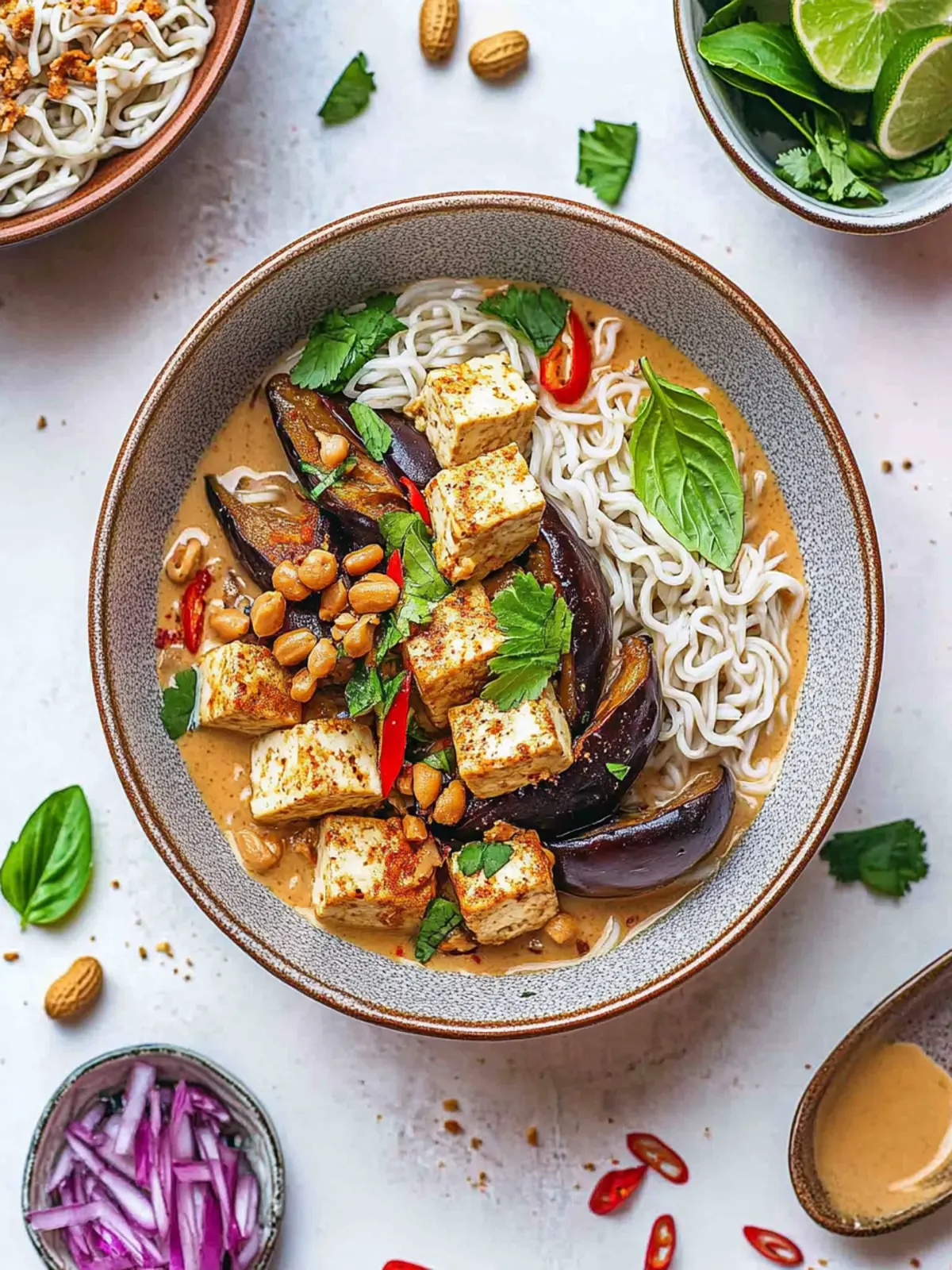 Irresistible Tofu and Aubergine Peanut Ramen Noodles Bliss 5 Tofu and Aubergine Peanut Ramen Noodles (Vegan Gluten-Free)