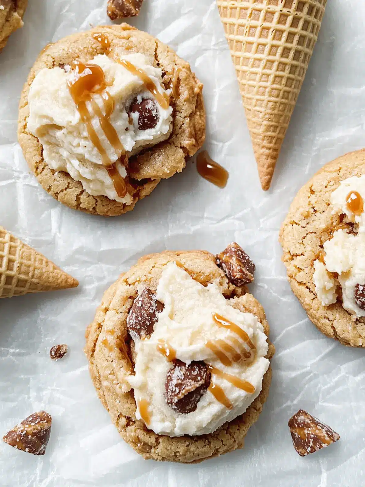 Caramel Cone Crunch Cookies That Will Leave You Craving More 2 Caramel Cone Crunch Cookies