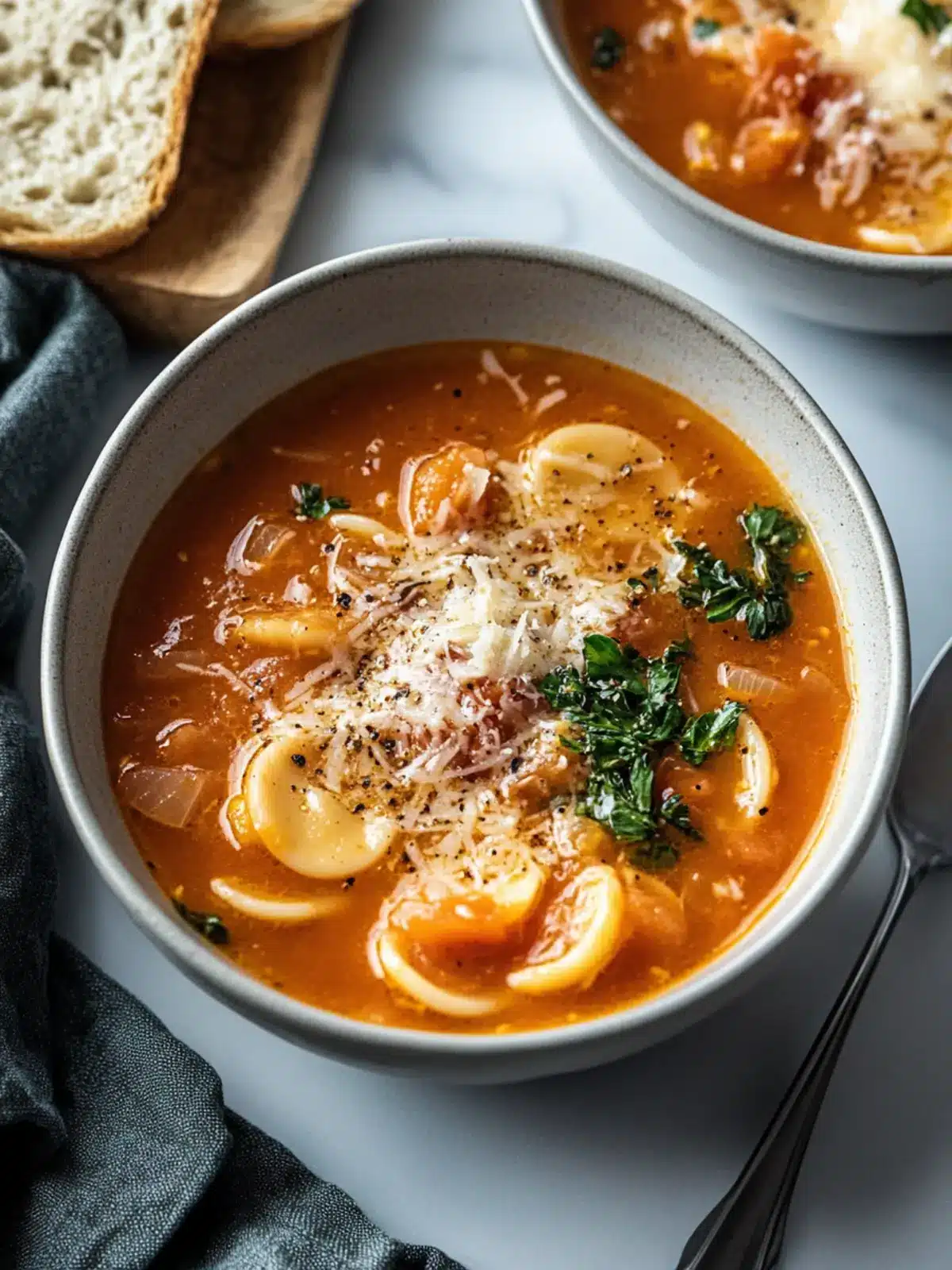 Irresistible Butter Onion Tomato Soup with Pasta and Parmesan 5 Butter Onion Tomato Soup with Pasta and Parmesan