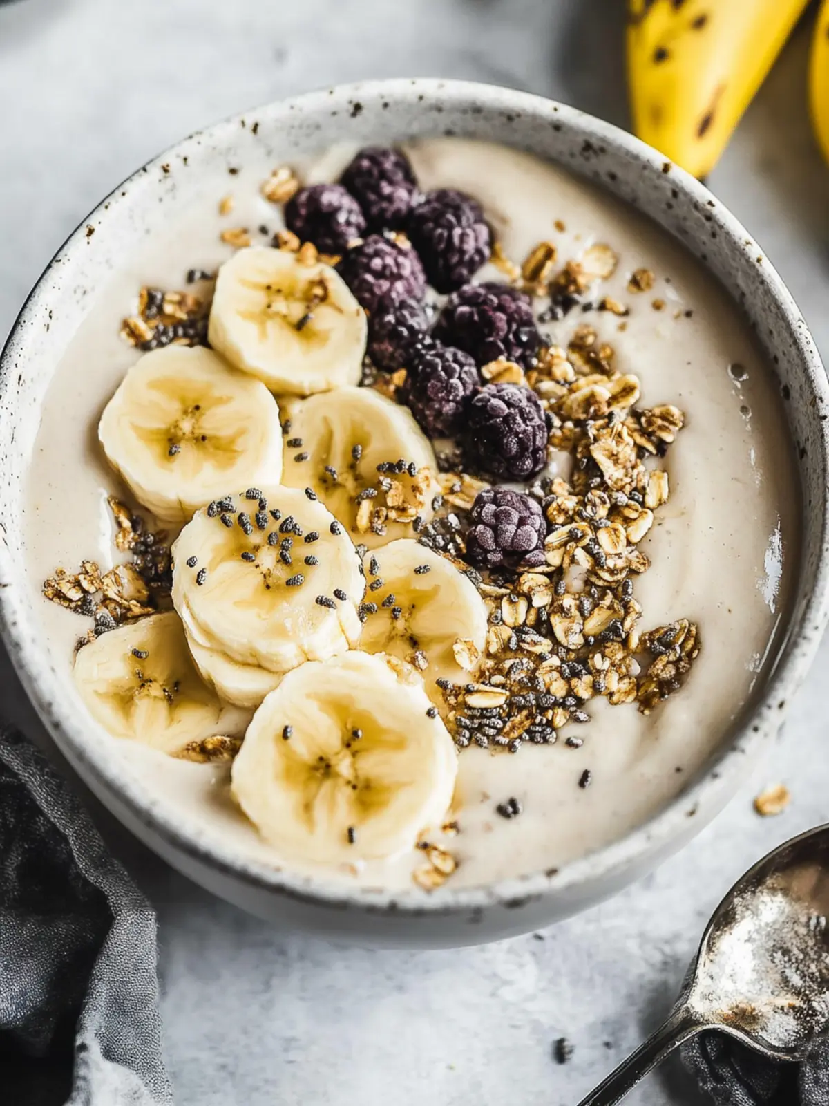 Creamy Banana Smoothie Bowl with Tahini Bliss 2 banana smoothie bowl