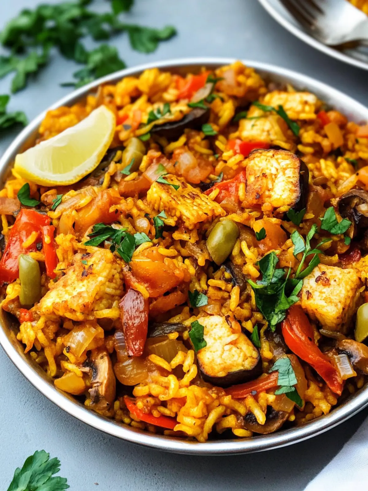 Vegan Paella Loaded with Flavor and Tofu Goodness 3 Vegan Paella