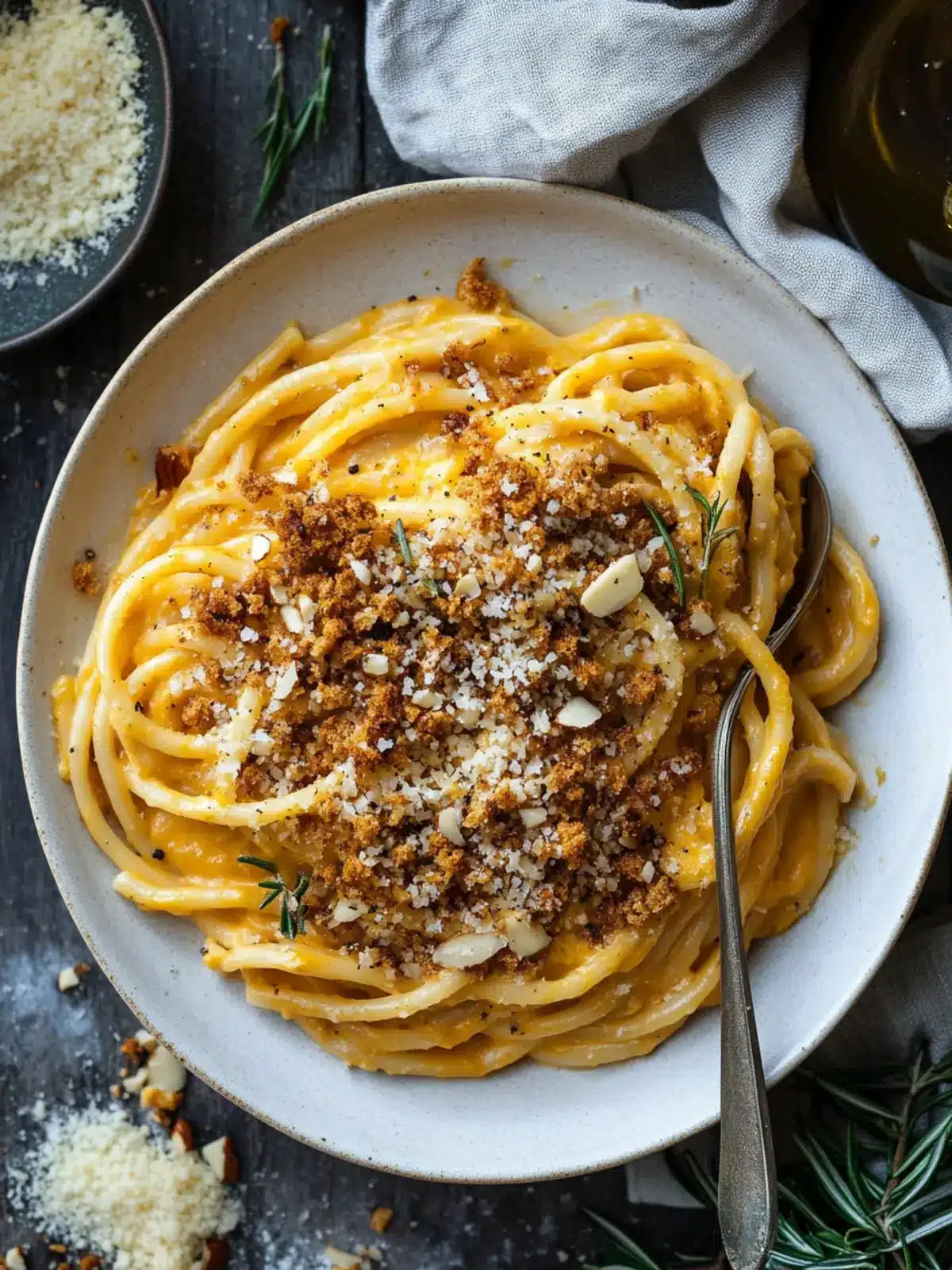 Creamy Pumpkin Pasta with Rosemary Almond Breadcrumbs Magic 3 Creamy Pumpkin Pasta with Rosemary Almond Breadcrumbs