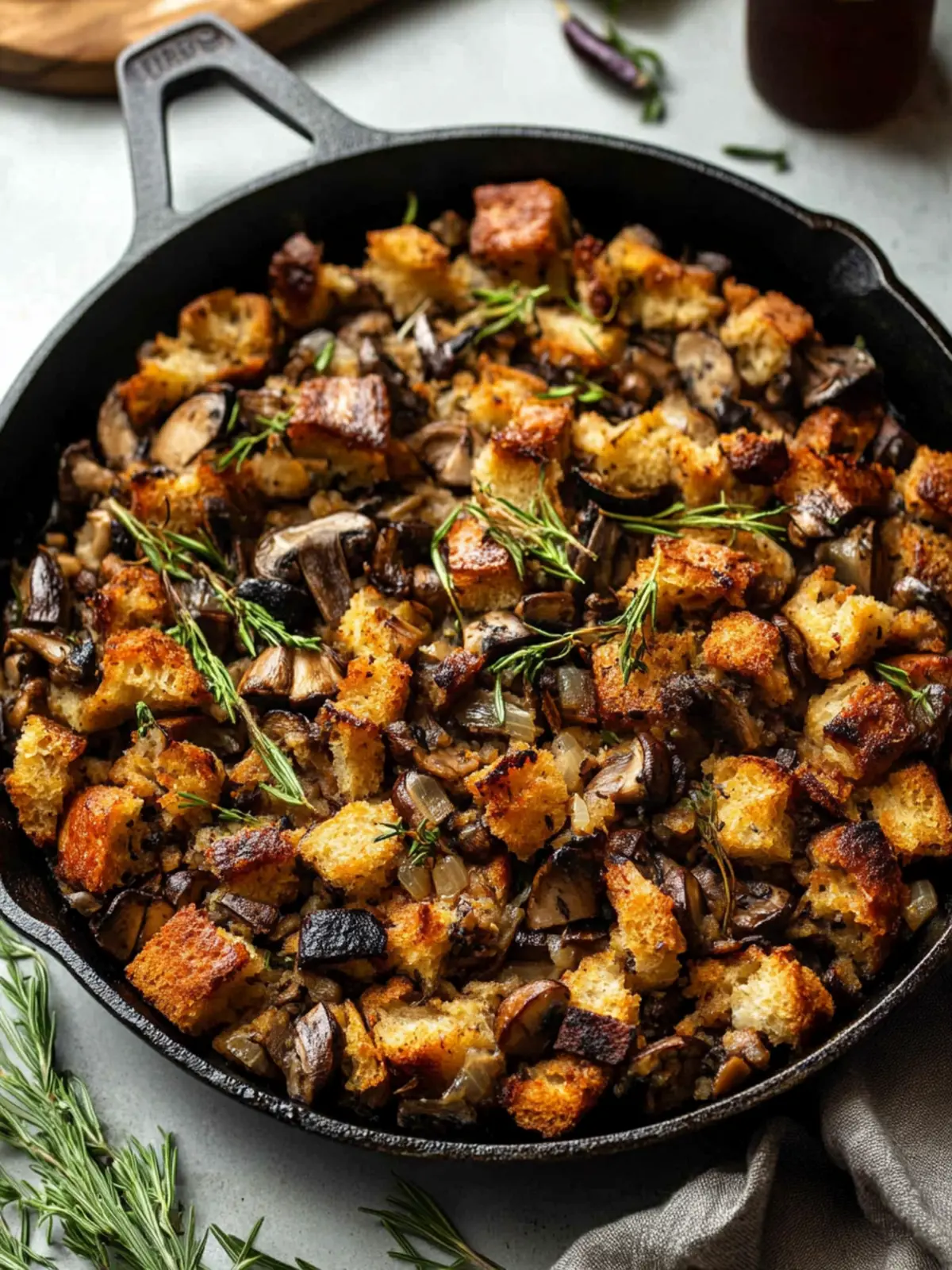 Crispy Wild Mushroom Stuffing in a Cast Iron Skillet Delight 4 Crispy Wild Mushroom Stuffing (in a Cast Iron Skillet!)