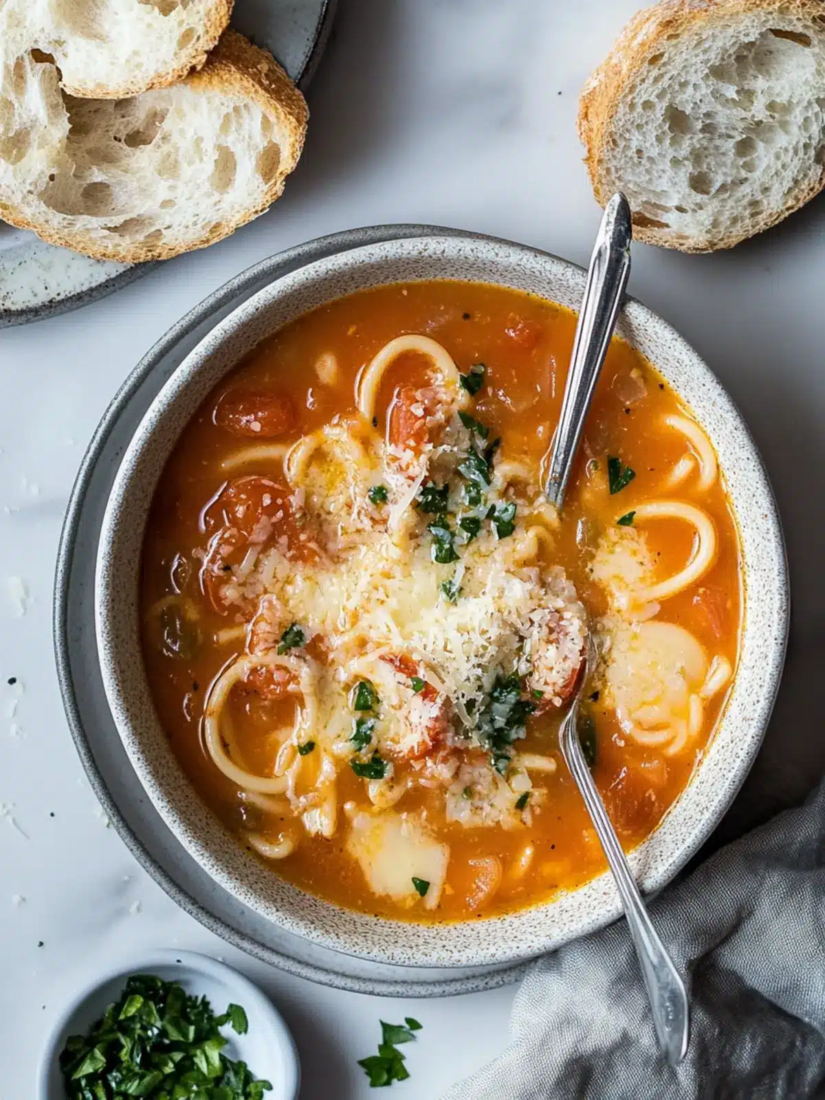 Irresistible Butter Onion Tomato Soup with Pasta and Parmesan 3 Butter Onion Tomato Soup with Pasta and Parmesan