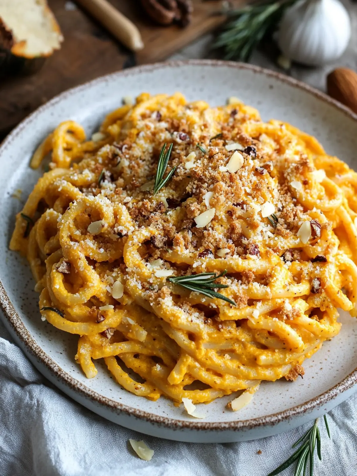 Creamy Pumpkin Pasta with Rosemary Almond Breadcrumbs Magic 2 Creamy Pumpkin Pasta with Rosemary Almond Breadcrumbs