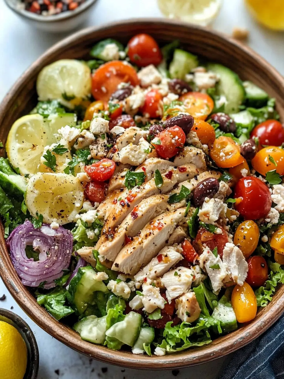 Chopped Mediterranean Salad With Chicken: Fresh & Flavorful! 5 Chopped Mediterranean Salad With Chicken