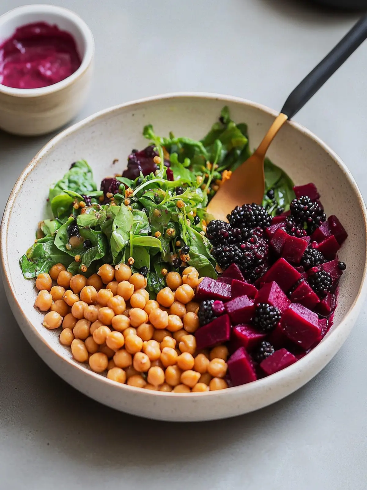 Delicious Roasted Chickpea Salad with Beets and Blackberry Dressing 5 Roasted Chickpea Salad with Beets and Blackberry Dressing