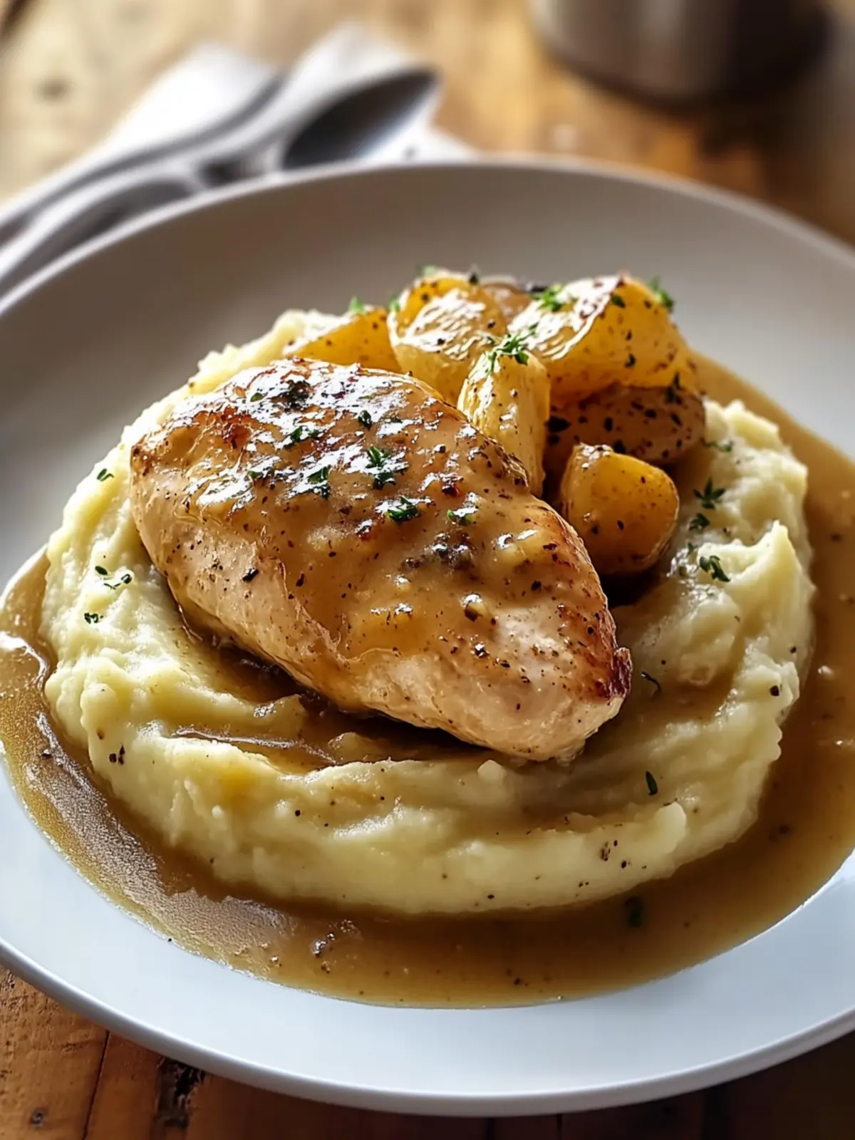 Savory Chicken and Garlic Gravy with Cheesy Mashed Potatoes Bliss 2 Chicken and Garlic Gravy with Cheesy Mashed Potatoes