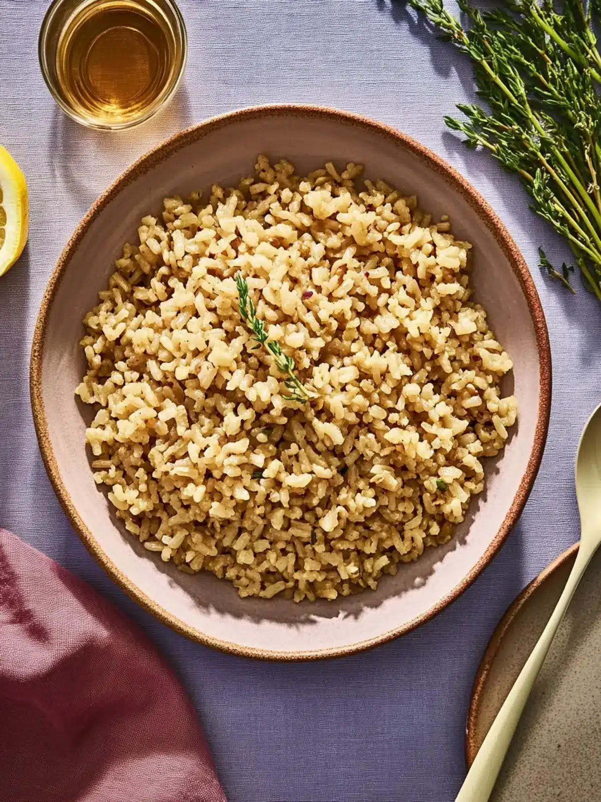 Savory Lemon Brown Rice with Garlic and Thyme Delight 4 Lemon Brown Rice with Garlic and Thyme