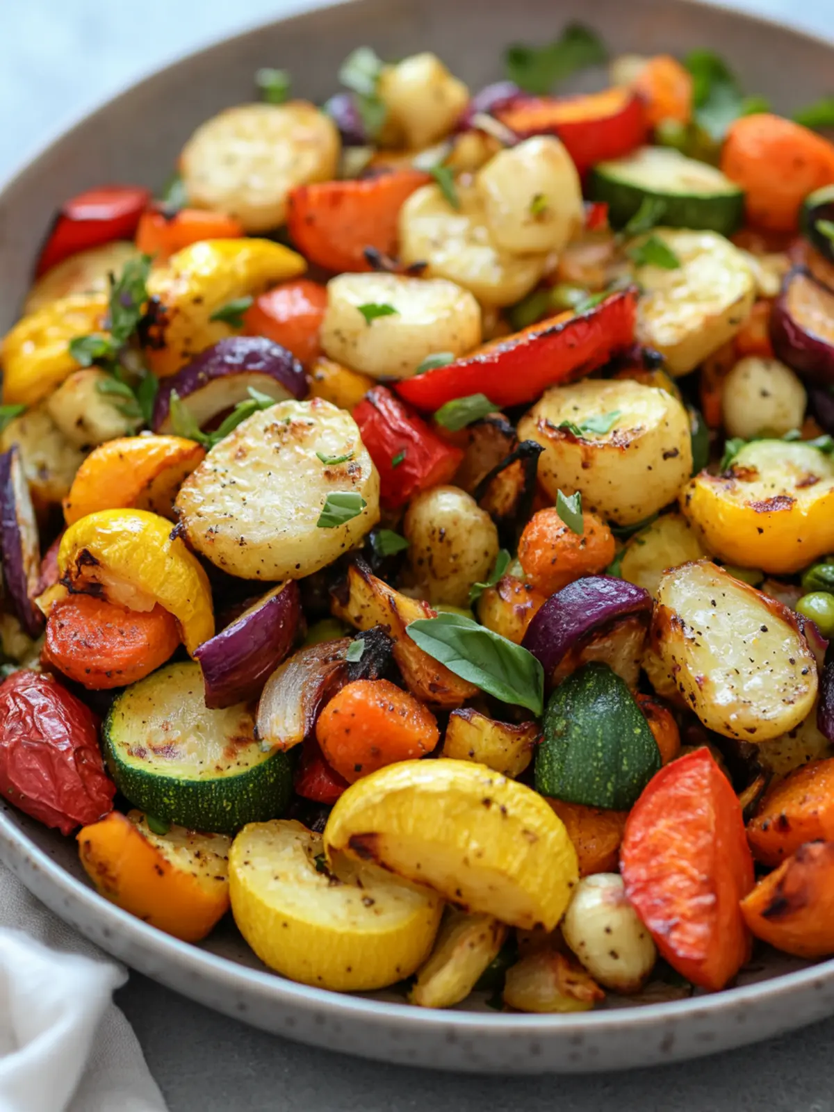 Warm Roasted Veggie Salad with Maple Dijon Vinaigrette Delight 4 Warm Roasted Veggie Salad with Maple Dijon Vinaigrette